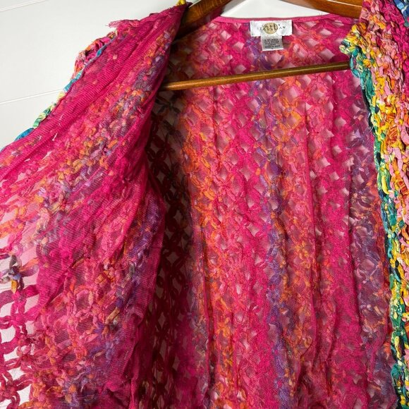 Sandy Starkman Sz L Funky Maximalist Colorful Y2K Woven Ribbon Textile Jacket - Picture 3 of 9